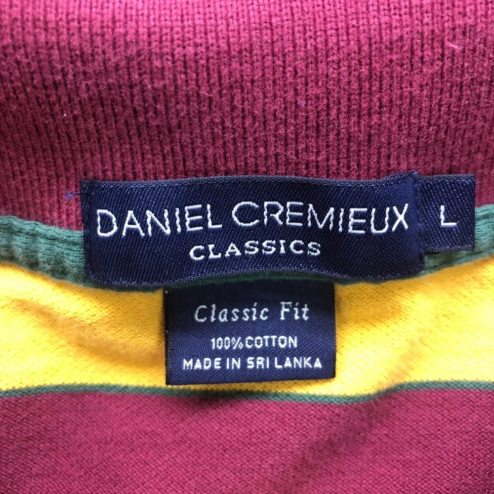 Daniel Cremieux Classic Men Large Long Sleeve Polo Shirt Rugby Stripe - Picture 3 of 11